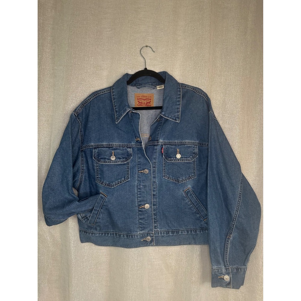 Levi's Denim Trucker Jacket Cropped Blue Jean Jacket‎ Classic Medium